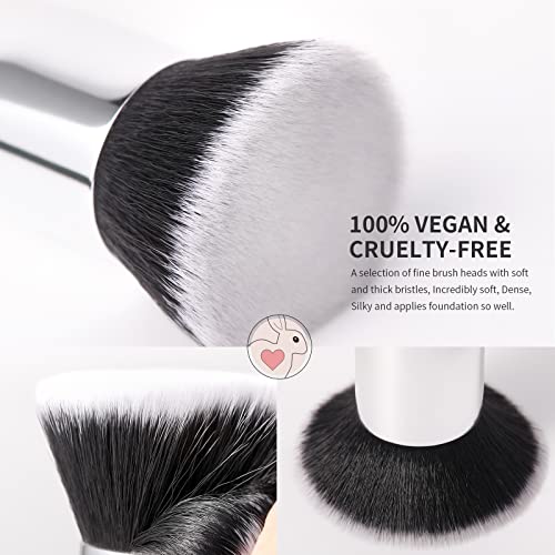 Foundation Brush 3pcs DUcare Flat Top Kabuki Brush Synthetic Professional Makeup Brushes Liquid Blending Mineral Powder Buffing Stippling