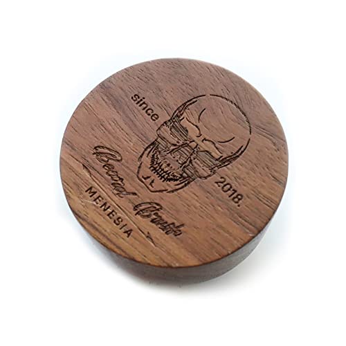 Small and Round Beard Brush, Pocket Travel Men's Wooden Boar Bristle Hair Beard Mustache Brush for Men (Skull)