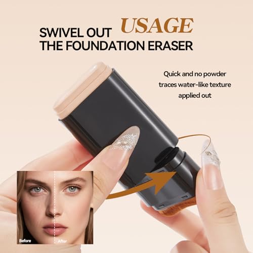 Ivory Foundation Stick-2-in-1 Creamy Concealer&Brush,Buildable Coverage for Smooth, Brightening Makeup Look