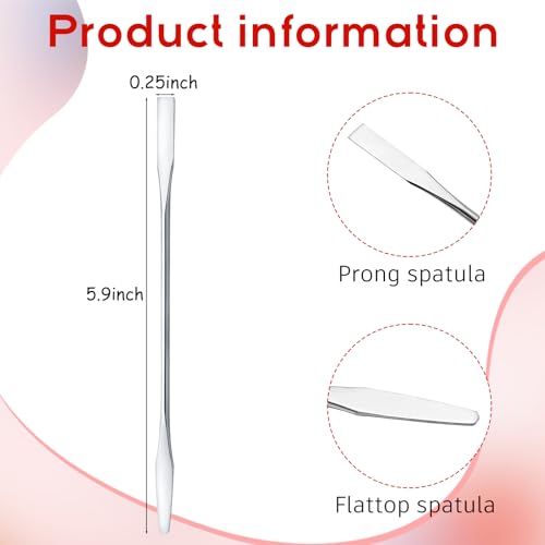 Shappy 10 Pcs Stainless Steel Makeup Spatula Set ? Double Ended Cosmetic Mixing Tool for Cream, Foundation, Lip Gloss, Nail Art & DIY Beauty, Lab & Food Use(mini Square & Round Head)