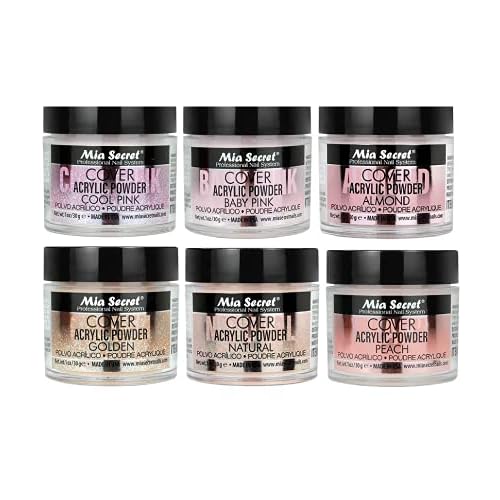 Mia Secret Acrylic Powder COVER (Baby Pink/Cool Pink/Natural/Peach/Almond/Golden) - 1 oz; 6pc