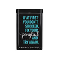 Cricket Fix Your Ponytail Tin with 50 Black Non-Metal, No-Ouch Hair Ties, Reusable Retro Metal Storage Tin, Compact Size for Travel and On-the-Go, Ideal for Home, Salon, and Barbershops