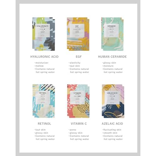 KisoCare Facial Sheet Mask (24 Pieces) 100% Pure Hot Spring Water, No Added Water Moisturizing Skincare