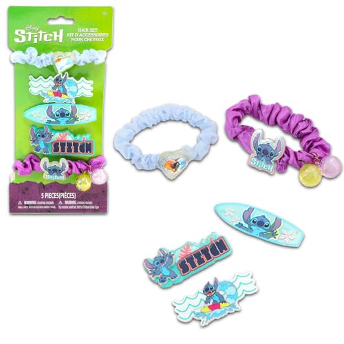 Lilo and Stitch Hair Accessories Set - Bundle with Bows, Hair Scrunchies, Barrettes, Hair Ties, Stickers, and More | Stitch Accessories for Girls, Kids