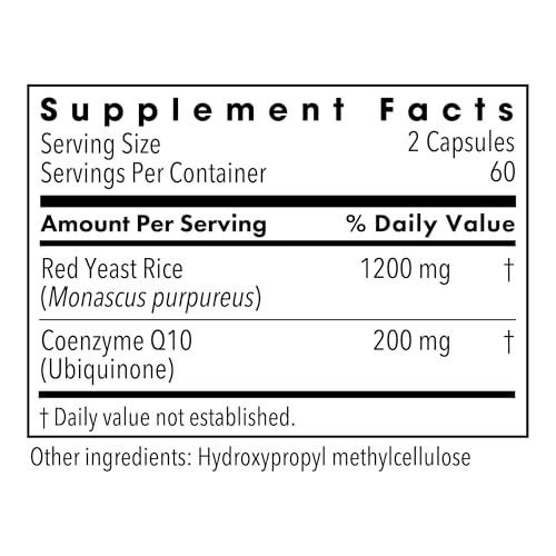 Metabolic Maintenance Red Yeast Rice with CoQ10 - Provides Energy Production + Cardiovascular Health Support - Co Enzyme Q-10 + Red Yeast Rice Antioxidant Supplement (120 Capsules)