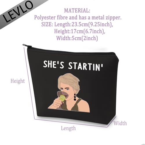 LEVLO Funny Housewives Gifts She's Startin' Makeup Bags Housewives Party Gifts (She's Startin-black)