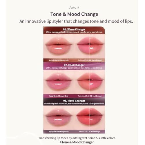 Heart Percent Dote On Mood Top Coating Lip Plumper, High-Shine Glossy Finish Tone Down Color & Mood Changing Lip Gloss 03. Mood Changer