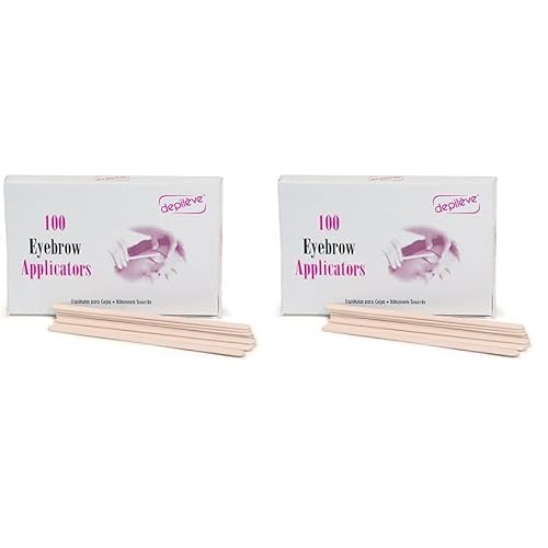 Depileve Wooden Eyebrow Applicators - Waxing Applicator Sticks - for Home and Salon - Box of 100 (Pack of 2)