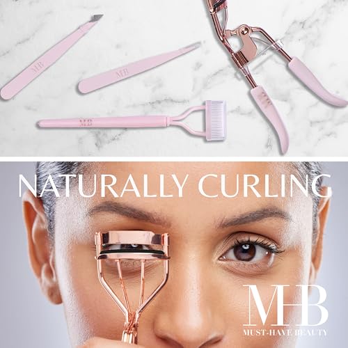14pc Ultimate Beauty Brush Collection - Full Makeup Eyelash Curler Tweezer Sponge Kit Cosmetic Tools Professional Face Eye (ROSE GOLD)