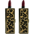 Stephanie Imports Set of 2 Rectangular Vintage Lipstick Cases With Glass Mirror (Leopard Print)