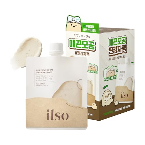 ilso Rice Potato Pore Fresh Wash-Off Face Mask Potato Edition, 5.29 oz, with Rice Bran Water and Potato Extract, Korean skincare, blackheads, sebum