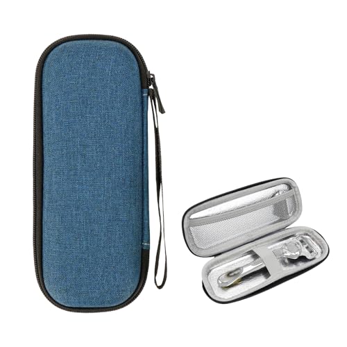 Linkidea Generic EVA Hard Shell Safety Razor Travel Case, Shaving Accessories Blade Head Storage, Men's Portable Travel Shaver Bag Compatible with Gillette Fusion 5 Power, Mach 3 (Navy Blue)