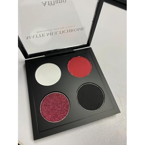 Afflano Gothic Red Makeup Eyeshadow Palette, Matte White Black Red Eye shadow, Ultra-Pigmented Chrome Red Glitter Eyeshadow, Intense Metallic Smokey Black Red Eyeshadow Palette Halloween Goth Makeup