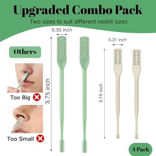 4Pcs 2-in-1 Nose Hair Trimmer Nasal Hair Cutter 2025 Upgraded Double Sided + 2 Sizes Portable 360¡Æ Rotating Manual Nose Hair Remover Easy to Clean