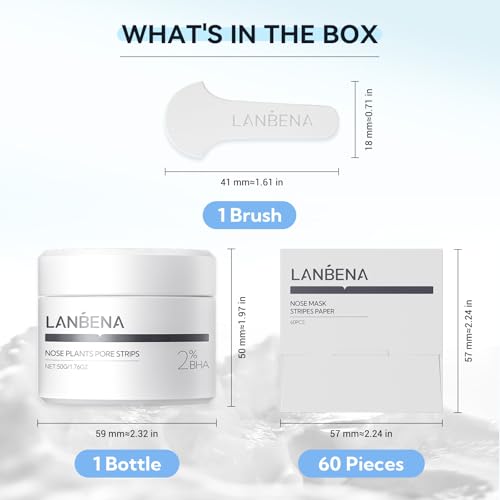 LANBENA Nose Strips for Blackheads (1.76 Oz), 100 pcs Nose Plants Pore Strips, Blackhead Remover Mask, NOTE: Place Bottle in Boiling Water for 5 min to Soften Dry/Solid Cream