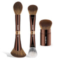 MAANGE 3 PCS Makeup Brushes Double-ended Makeup Brush Set Double Sided Angled Round Top Brush Foundation Contour Blending Concealer (Brown)