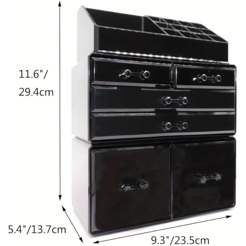 Professional 6-Drawer Makeup Cosmetic Organizer - Large Portable Storage Case & Display Box for Women, Countertop Beauty Products (Clear)