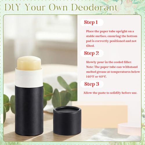 20 Pcs 2oz Empty Paperboard Deodorant Containers Kraft Cardboard Deodorant Tubes Push-up Lip Balm Tubes Solid Perfume Container Lotion Sticks Jars for DIY Homemade Cosmetic Samples(Black)