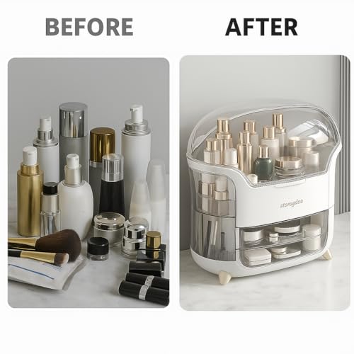 1 Pc Makeup Organizer, Bathroom Countertop comes with a makeup brush case that includes a small mirror, Vanity Makeup Organizer, Makeup Storage Organizer, Cosmetic Organizer.
