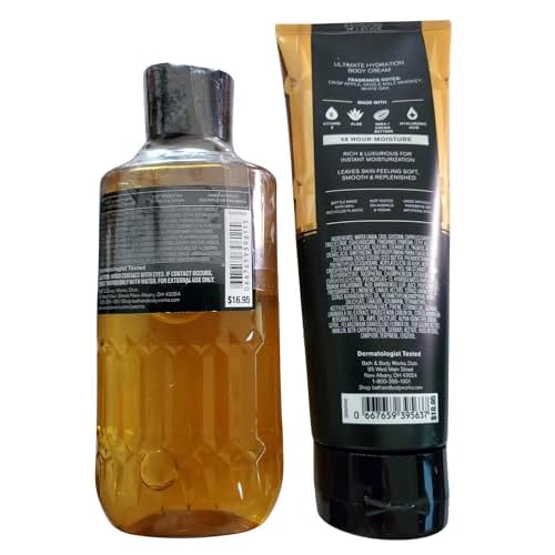 Bath & Body Works Men's Whiskey Reserve 3-in-1 Hair, Face & Body Wash and Body Cream 2 Piece Set