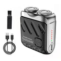 Generic Portable Electric Shaver for Men, Dual Head Rotary, Waterproof, USB Rechargeable, Black