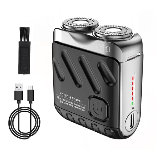 Generic Portable Electric Shaver for Men, Dual Head Rotary, Waterproof, USB Rechargeable, Black
