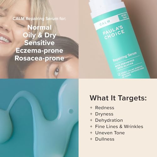 Paula¡¯s Choice CALM Repairing Serum for Sensitive Skin, Calms + Soothes Redness, Lightweight Hydration with Hyaluronic Acid for All Skin Types, 1 Fl Oz