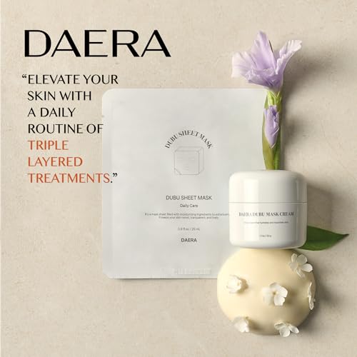 DAERA Korean DUBU 5 Sheets x Facial Mask, Deep Hydrating Repairing Nourishing for Dry and Sensitive Skin, Panthenol, Niacinamide, Adenosin, Korean Moisturizer, Korean Glass Skin