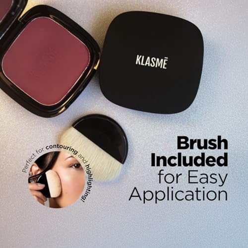 Klasme Compact Blush Wine | Vegan Formula | Smooth Matte Finish for a Natural Look | Buildable & Long-Lasting | Travel-Friendly with Brush | 0.5 oz