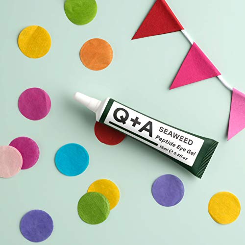 Q+A Seaweed Peptide Eye Gel (15ml), Under Eye Cream Alternative, Under Eye Brightener with Peptides, Seaweed & Aloe Vera, Hydrates, Smooths Fine Lines & Reduces Puffiness
