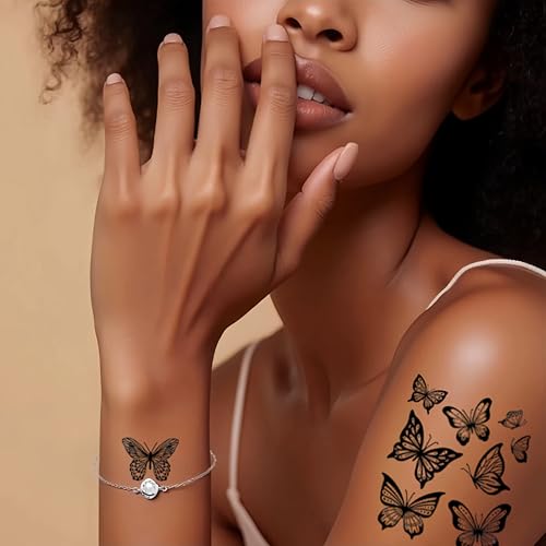 Temporary Tattoos Butterfly 3 Sheets Large Temporary Tattoo Halloween Cosplay Costume for Men Women Adults Waterproof Friction Resistant Low Reflective Lasts 5-7 day