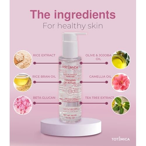 TOT?MICA Make up Remover, Cleansing Oil with Rice Bran & Jojoba, Waterproof Mascara Remover, Gentle & Hydrating Facial Cleanser for All Skin Types, Desmaquillantes para la cara - 150ml