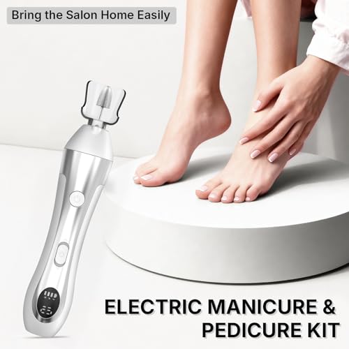 Nail Drill with LED Display ,Manicure Pedicure 10-Speed Cordless Electric Nails File,Rechargeable,10 in 1 Nail Drill Professional Ideal for Home, Beginners,Women