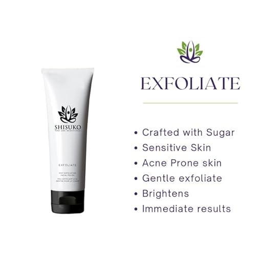 Shisuko Exfoliating Face Polish - Renewed Glow 2in1 gentle cleanser derived from Sugar. Smooths and Brightens without drying. Rapid results, using 2-3 X a week, can last up to 3 Mo - 3.38 oz