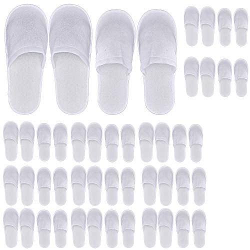 24 Pairs Spa Slippers,Closed Toe Disposable Slippers,Non-Slip Slippers Fit Size for Men and Women for Hotel Home Guest Used,White