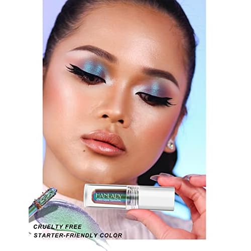 Chameleon Eyeshadow Liquid Glitter Eye Makeup, Glitter Eyeshadow Intense Color Shifting Long Lasting with No Creasing, Quicky Dry & High Pigmented Shimmer Eye Shadow, Coral