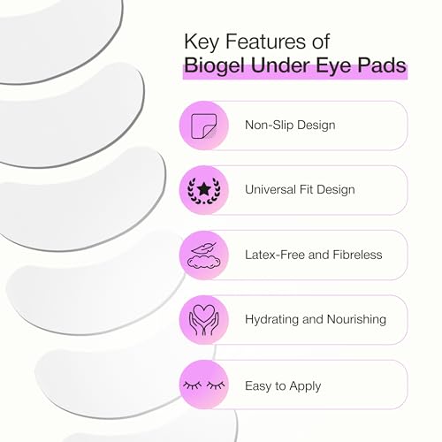 Curacoro Biogel Eye Pads for Lash Extensions, Soft Sticky Under Eye Patches for Sensitive Skin, Eyelash Perm Lamination, Lash Extension Remover Supplies (10 Pairs)