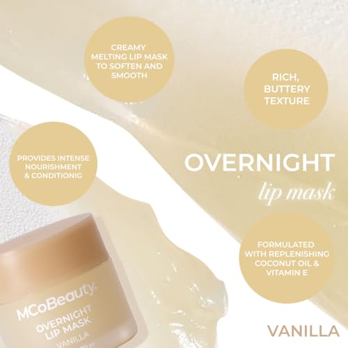 MCoBeauty - Double Duty Lip Mask - Contains Coconut Oil and Vitamin E Lip Balm for Day or Overnight Mask - Vanilla Scent - Skin Care and Makeup Accessories - Holiday Essentials - 15g
