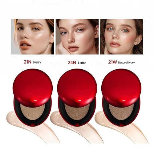 MAEPEOR Cushion Foundation 9 Colors Full Coverage Weightless Satin Glow Foundation Hydrating Long-Lasting Cushion BB Cream (Color 09)