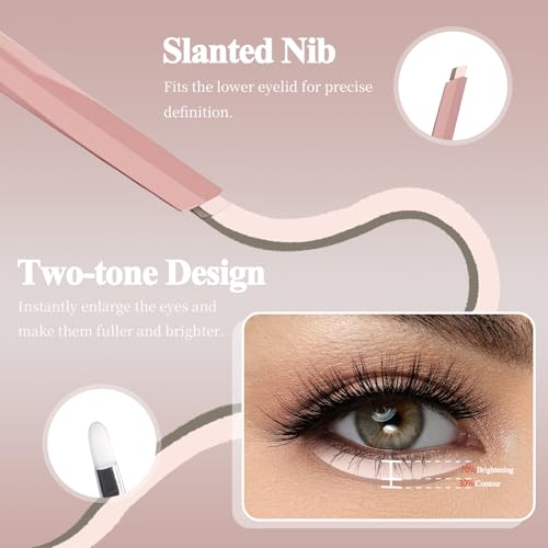 2PCS Under Eye Highlighter Stick with Brush, Waterproof & Smudge-Proof Under Eye Brightener Pencil, Highlighter Makeup Pen, Lying Silkworm Pencil Highlight & Contouring Stick (DC01-Beige)