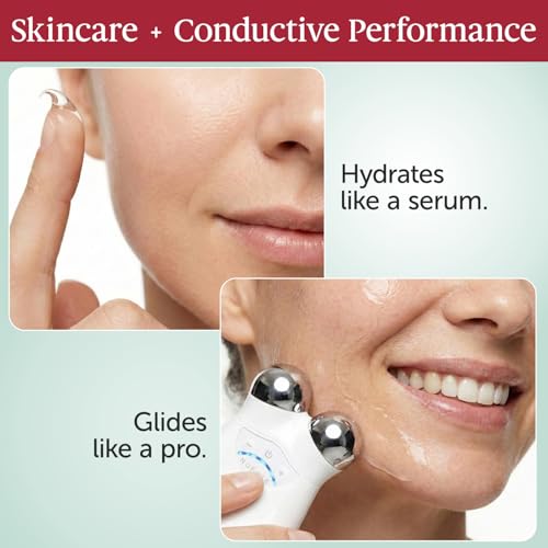 2-in-1 Microcurrent Conductive Gel with Hyaluronic Acid ? 8.45 oz Anti-Aging Hydrating Serum & Facial Toning Activator for Beauty Devices ? Silky Non-Sticky Glide, Fragrance-Free Leave-On Skincare