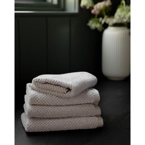 Cozy Earth Nantucket 60% Cotton 40% Viscose from Bamboo Washcloth - 600 GSM Plush & Fast-Drying with Rice Weave Pattern - 4 Pack 20" x 20" Luxury Washcloth - Sand