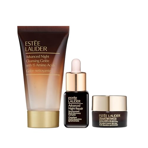 Est?e Lauder Advanced Night Repair 3 Step Travel Size Essentials Set ? Advanced Night Repair Gel?e Foaming Face Wash Cleanser 1 Fl Oz, Serum 0.24 Fl Oz, Eye Gel Cream 0.17 Fl Oz with Hyaluronic Acid