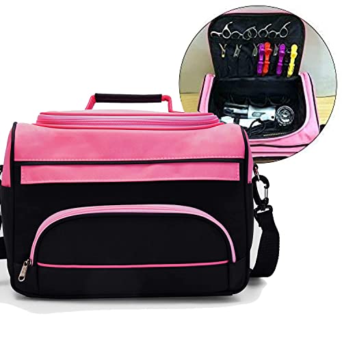 MAXPAND Small Hairdressing Bags for Stylists Hairdresser Bag for Supplies with Shoulder Strap Cosmetics Beauty Hairstylist Bag Makeup Salon Organizer Bag with YKK Zipper (BLACK), 13.8" x 8.7" x 9.5"