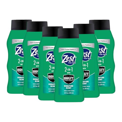 Zest Mens 2-in-1 Body Wash - Body Wash for Men - Cleanses Hair and Body - Refreshing Scent - Hydrating Shower Gel - Ideal for All Skin Types - 6 pc