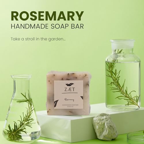 8-Pack Rosemary Bar Soap ? Made with Rosemary Leaves, Olive Oil and Coconut Oil - Luxury Handmade Soap Bar for Face, Body and Hands - Gently Cleanses and Hydrates All Skin Types- For Men and Women