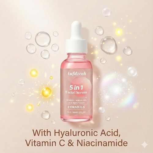 5 In 1 Vitamin c Serum Hydrating Face Serum with Vitamin C, Hyaluronic Acid, Niacinamide & Collagen ? Lightweight Facial Serum for Daily Moisturizing, Soft & Radiant Looking Skin