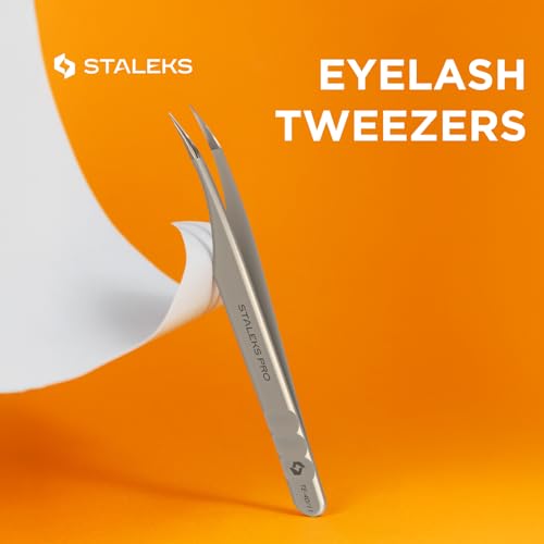 Staleks Pro Professional Eyelash Tweezers Expert 40 Type 11 ? Curved ? Lash Separation ? Stainless Steel ? Anti-Fatigue Design