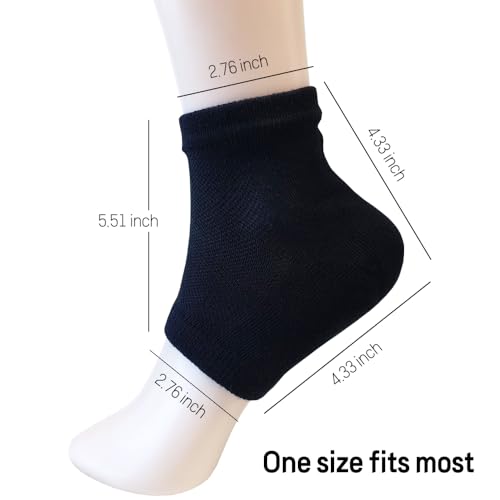 Moisturizing Gel Heel Socks to Repair Dry, Cracked Heels ? Soften, Soothe & Revitalize Feet for Men & Women (Black, 3 Pairs)