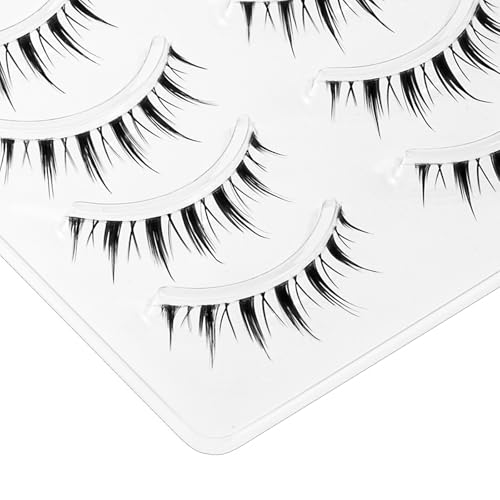 Japanese Style False Eyelashes Makeup Manga Lashes Cosplay Anime Eyelash Lashes Doll Eye Natural 5 Pairs Asian False Eyelashes Pack Look Like Individual£¨M9£©
